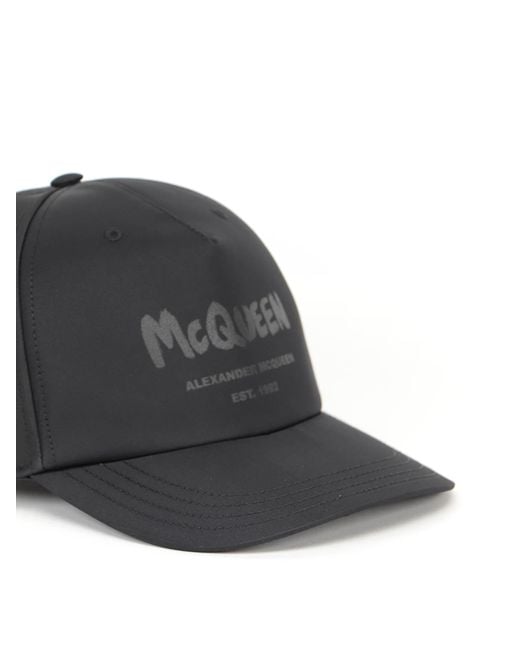 McQueen Black Logo Printed Baseball Cap for men