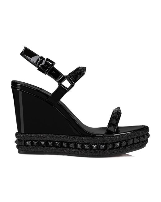 Christian Louboutin Black Pyraclou Open-Toe Sandals