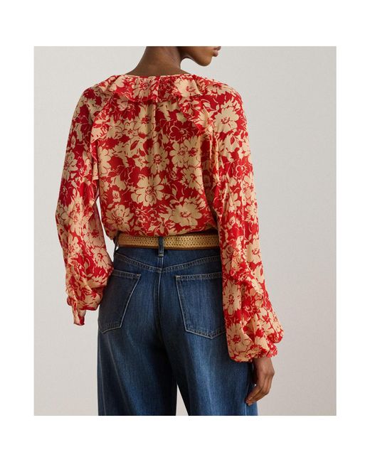 Ralph Lauren Red Long Sleeve Blouse