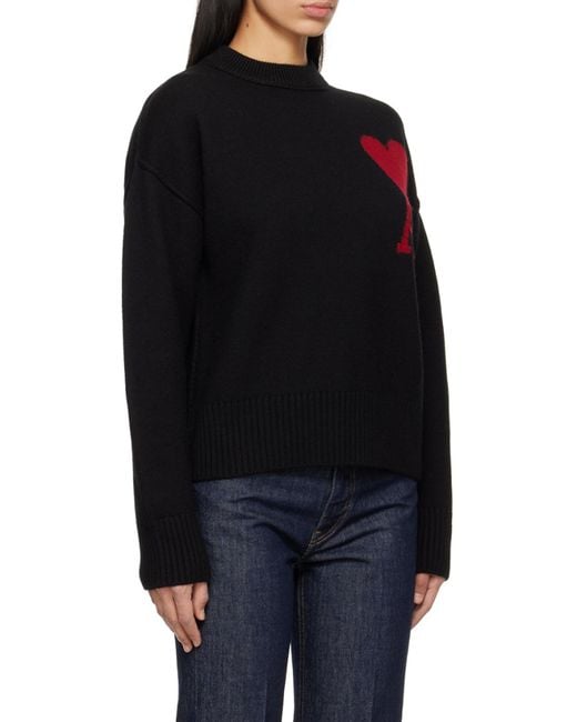 AMI Blue Logo Intarsia-Knit Jumper for men