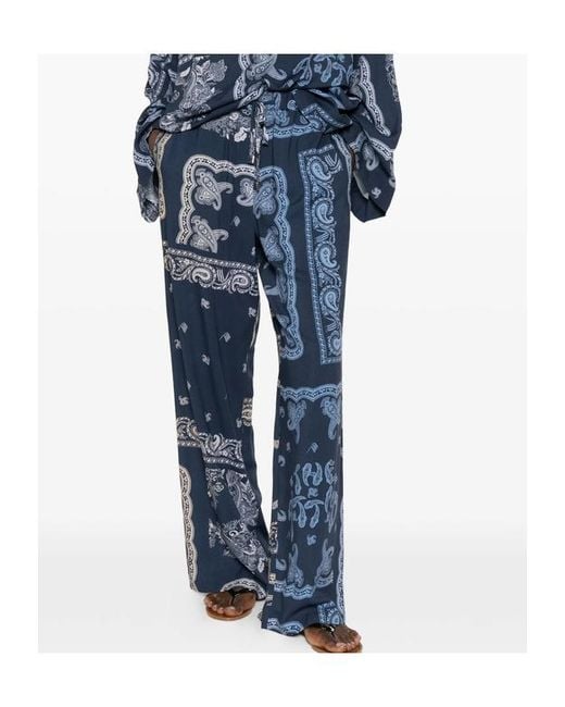 The Attico Blue The Paisley Wide Leg Trousers