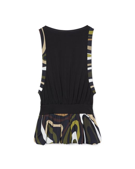 Emilio Pucci Black Marmo Print Draped Mini Dress
