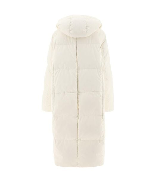 Jil Sander White Hooded Feather Down Coat