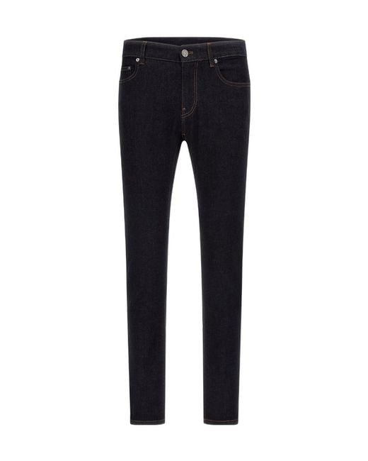 Pt Pantaloni Blue Contrast-Stitching Skinny Jeans for men