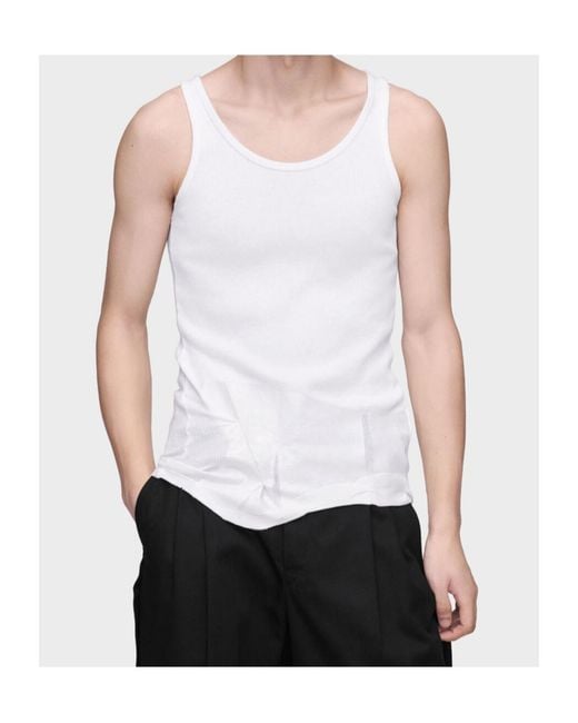 Maison Margiela White Asymmetric Hem Tank Top for men