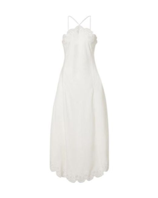 Jonathan Simkhai White Gillian Linen-Blend Midi Dress