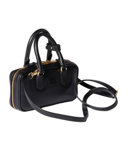 Miu Miu Arcadie Leather Mini-Bag in Black | Lyst