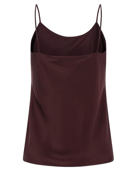 Max Mara Purple Draped Neckline Sleeveless Top With Spaghetti Straps
