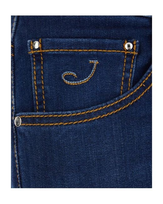 Jacob Cohen Blue Logo-Patch Jeans for men
