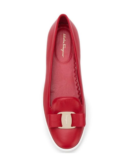 Ferragamo Red Balerina Flats