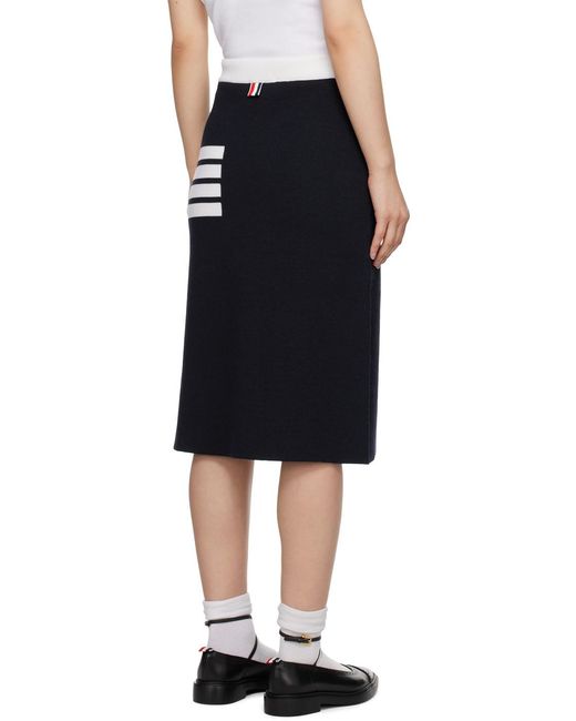 Thom Browne Black 4-Bar Knitted Midi Skirt