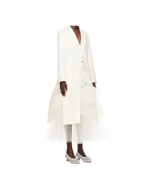 Simone Rocha White Cut-Out Bow Detail Coat