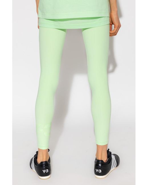 Y-3 Green Panelled Logo Leggings