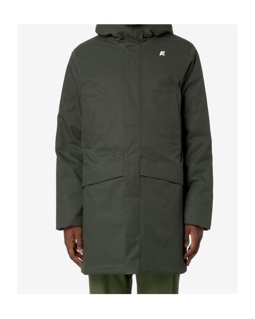 K-Way Green Logo Waterproof Jacket for men