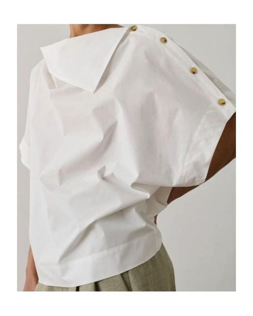 Soeur White Issa Button Short-Sleeve Blouse