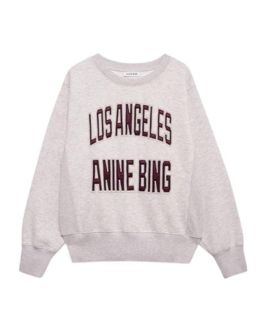 Anine Bing White Crew Neck Sweatshirt