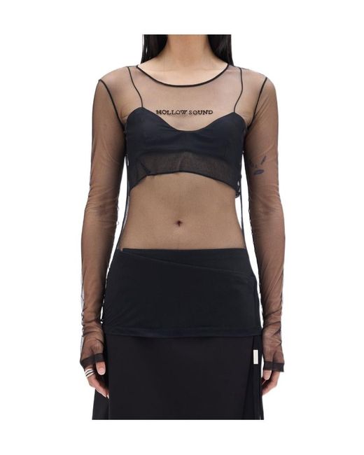 Ann Demeulemeester Black Fiene 'Hollow Sound' Tulle T-Shirt