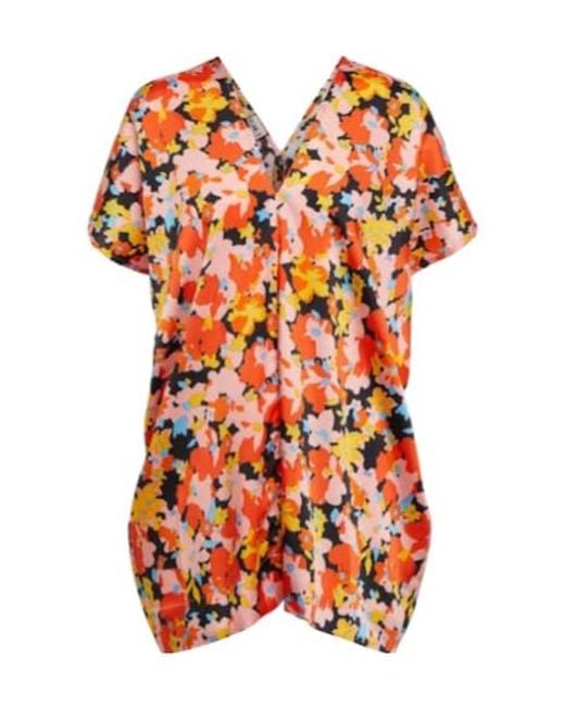 Plan C Orange Floral Twill Top