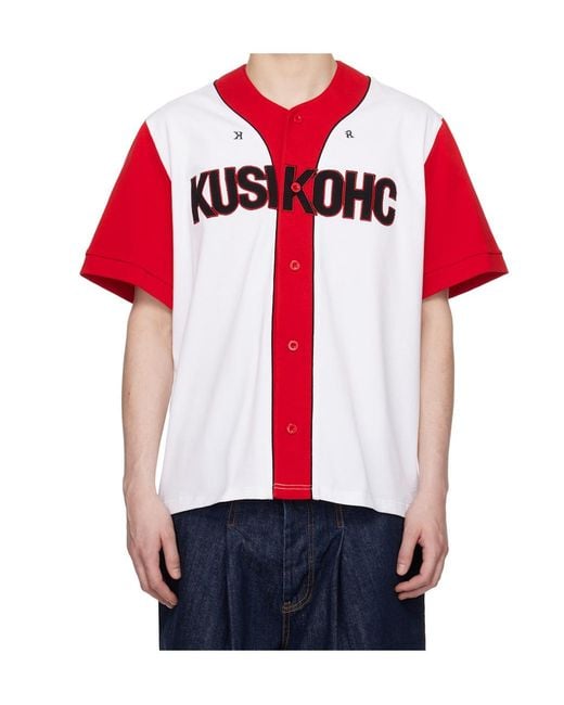 Kusikohc Red Short-Sleeved Baseball Jersey for men