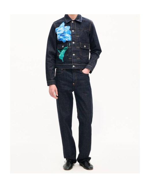 KENZO Blue Tulip' Slim Pleated Trucker Jacket for men