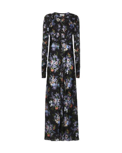 Rabanne Black Floral Printed Button-Up Dress