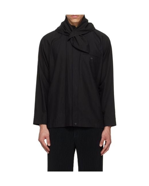 Homme Plissé Issey Miyake Black Chest-Pocket Shirt for men