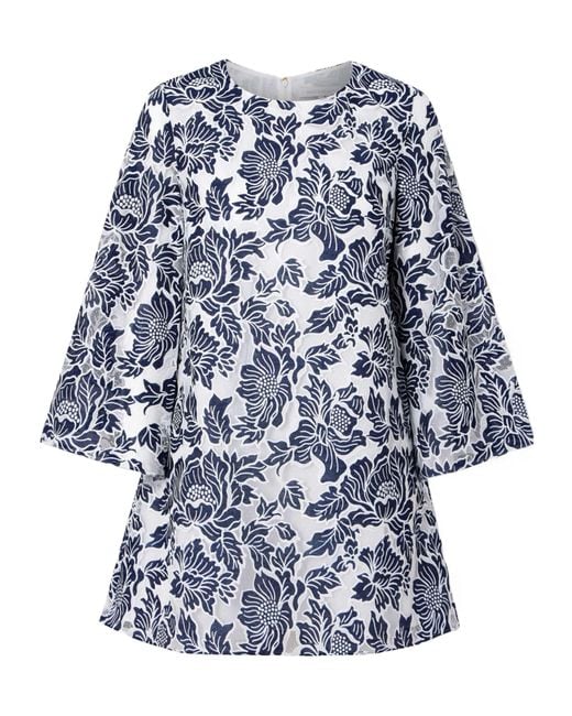 Borgo De Nor Blue Corded Lace Mini Dress