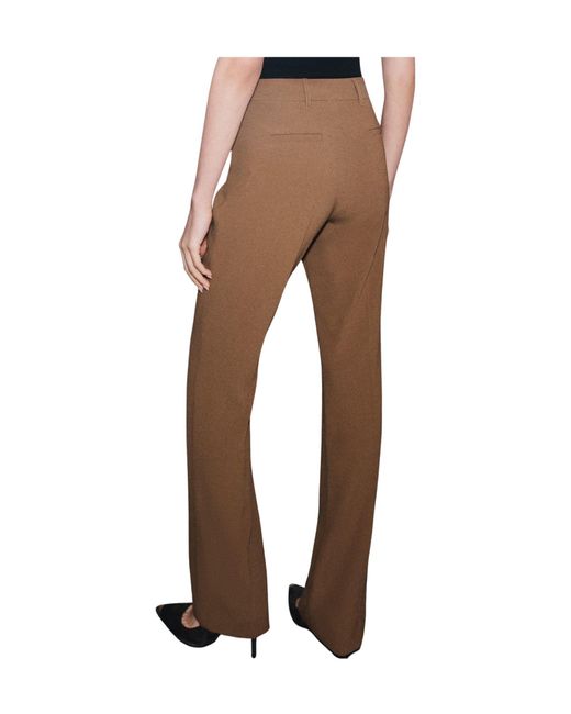 Marella Brown Mini-Flare Crepe Envers Satin Trousers