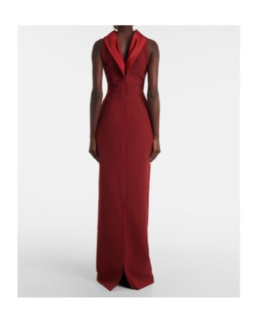 Safiyaa Red Satin Trim Crepe Dress