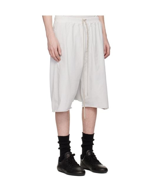 Rick Owens Gray Temple Drawstring Shorts for men