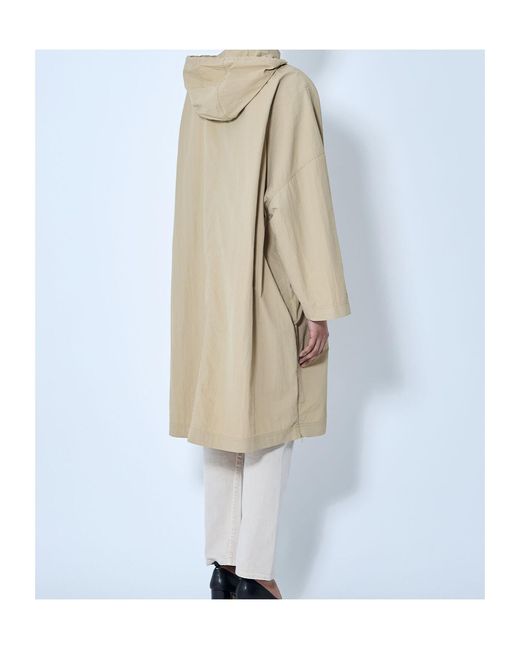 Totême Natural Totême Zip-Up Hooded Drawstring Coat