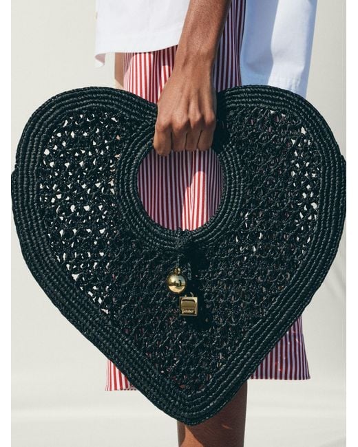 Jacquemus Black The Spiaggia Coeur Small Heart Bag