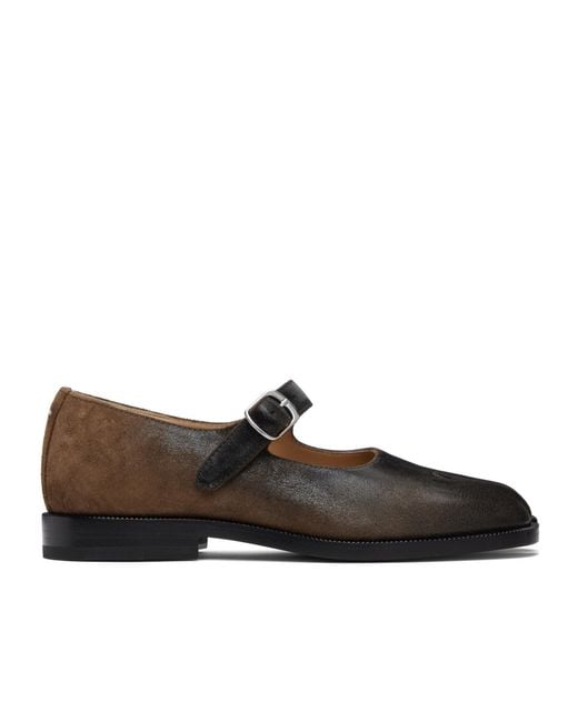 Maison Margiela Brown Split-Toe Block Heel Tabi Mary Jane Shoes