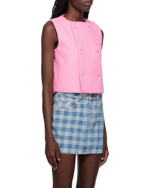 AMI Pink Textured Crop Top