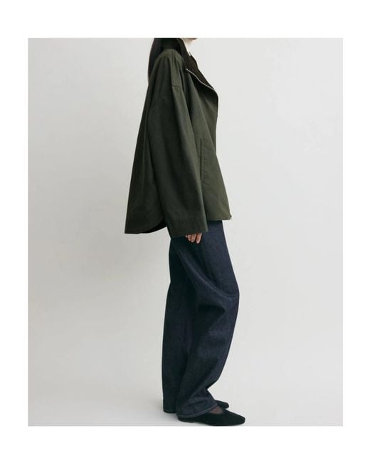 Totême Green Totême Long Sleeved Corduroy-Collar Jacket