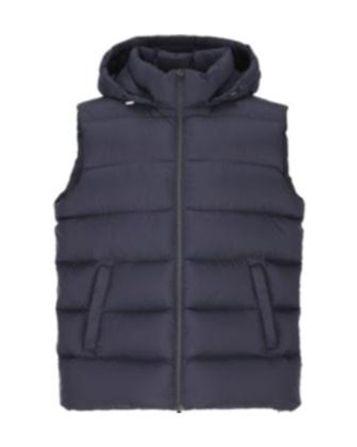 Herno Blue Hooded Zip-Up Vest for men