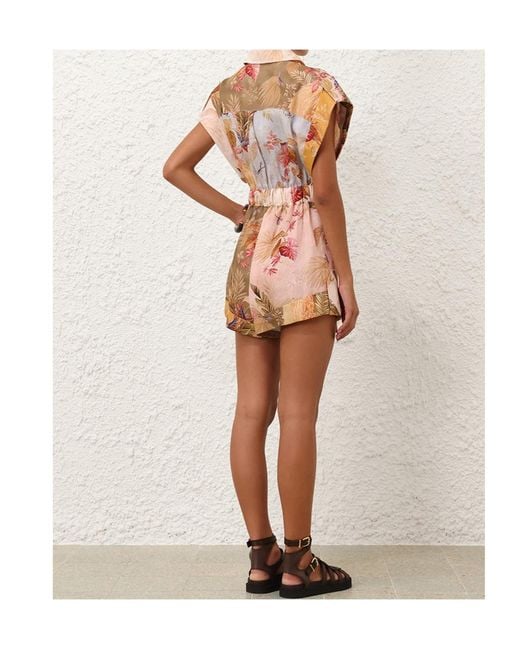 Zimmermann Pink Ascension Cuffed Playsuit