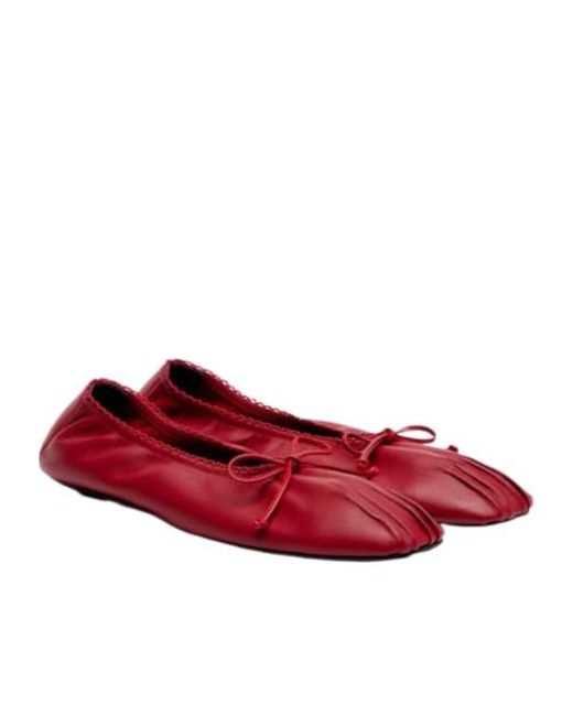 Magda Butrym Red Bow-Detail Leather Ballet Flats