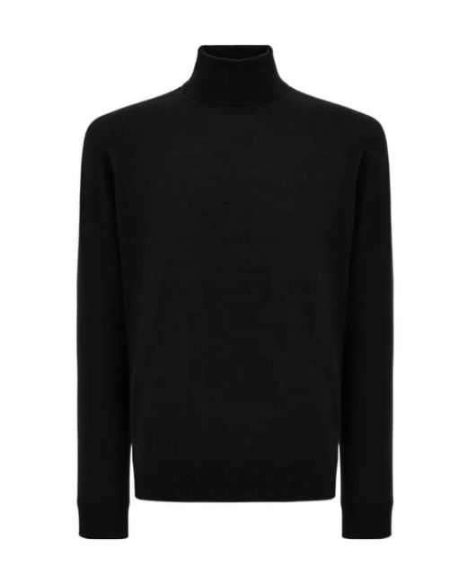Canali Black Nuvola Seamless Merino Wool Turtleneck for men