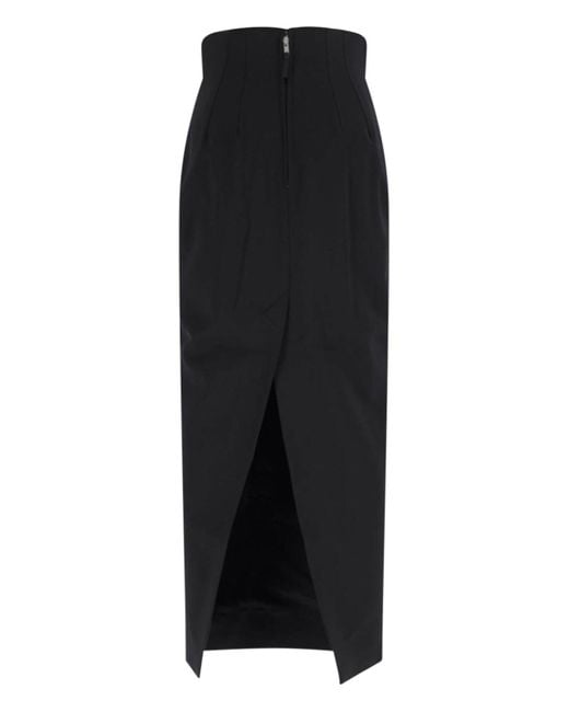 Rick Owens Black High-Waist Midi Skirt