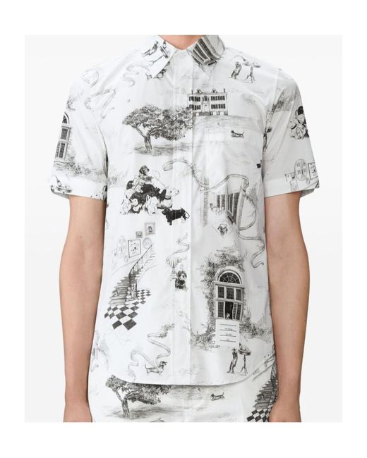 Thom Browne White Short-Sleeved Buttoned Shirt for men