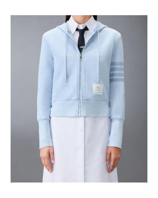 Thom Browne Blue 4-Bar Loopback Hoodie