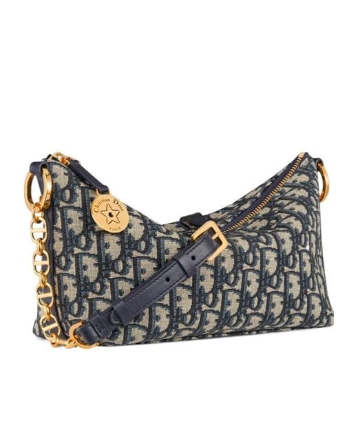 Dior Gray Star Hobo Bag With Chain