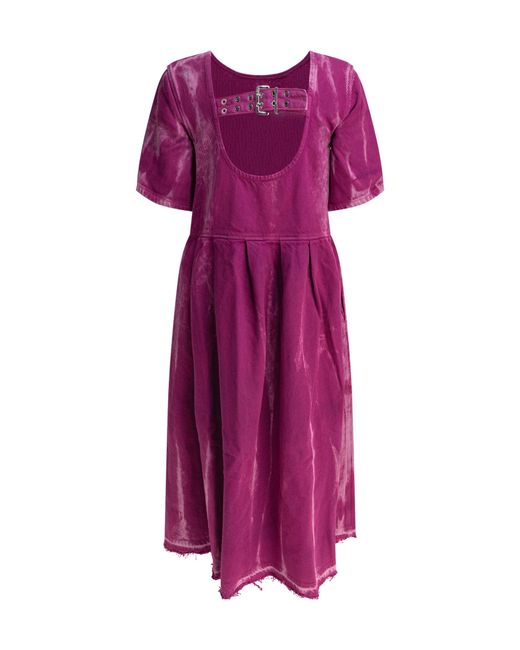 Ganni Purple Midi Dress With Open Back And Tie-Dye