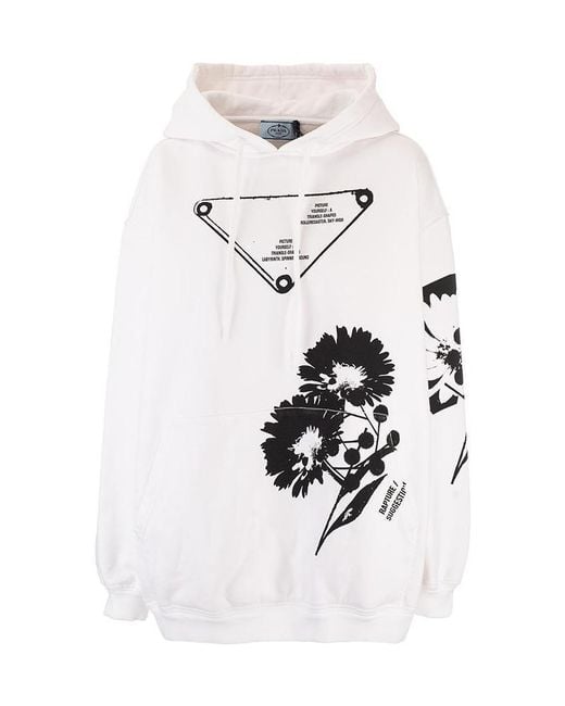Prada White Pattern Hooded Sweater