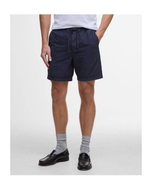 Barbour Blue Seersucker Drawstring Shorts for men