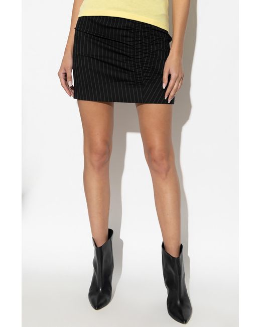Ganni Black Stretch Stripe Mini Skirt
