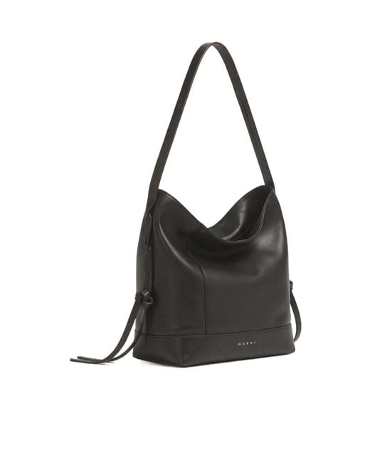 Marni Black Pod 2.0 Small Hobo Bag