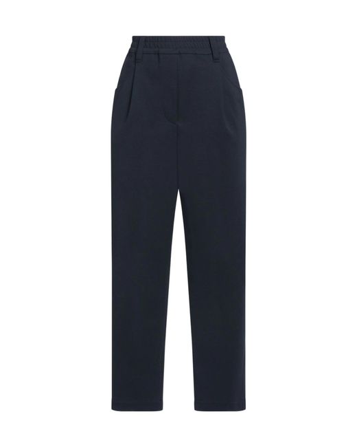Brunello Cucinelli Blue Plain Colour Casual Trousers