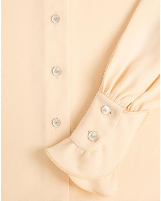 Valentino Natural Georgette Ruffled Collar Button-Up Blouse